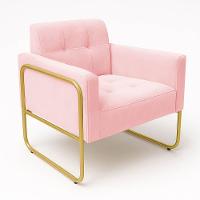 Poltrona Sala Industrial Alta Tubo Dourado Kit 2 Elisa Suede Rosa Bebê D03 - D'rossi - 6