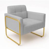 Poltrona Sala Industrial Alta Tubo Dourado Kit 2 Elisa Linho D03 - D'rossi Cor Cinza - 6