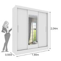 Roupeiro Valência Com Espelho 3 Portas De Correr Tcil Neve - 2