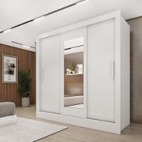 Roupeiro Valência Com Espelho 3 Portas De Correr Tcil Neve - 3