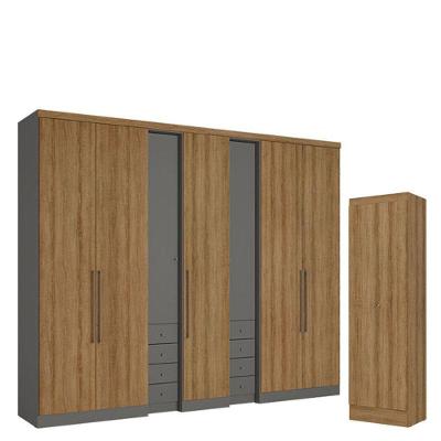 Guarda Roupa Casal Absolut Plus 7 Portas Grafite Almendra E Multiuso Space Almendra - Thb