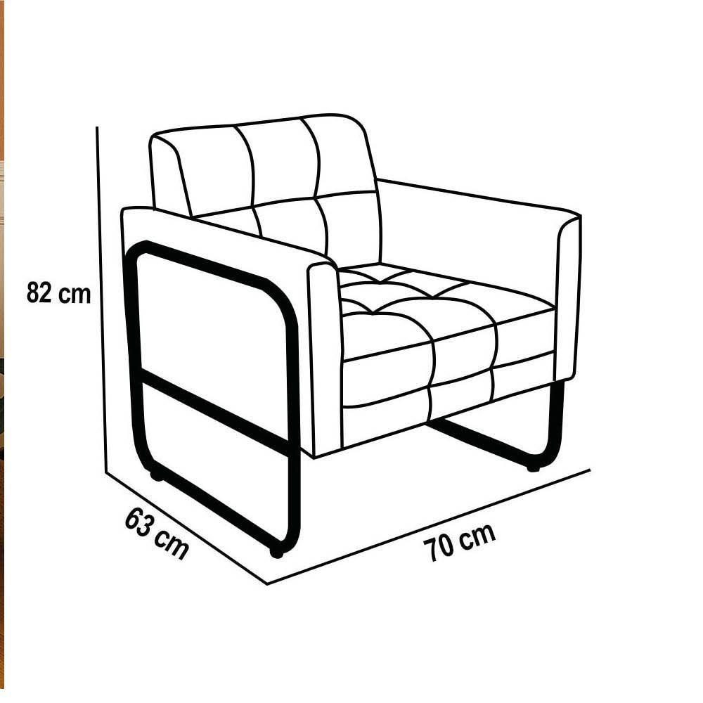 Poltrona Sala Industrial Alta Tubo Dourado Kit 2 Elisa Suede D03 - D'rossi Cor Rose - 4