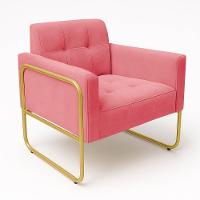 Poltrona Sala Industrial Alta Tubo Dourado Kit 2 Elisa Suede D03 - D'rossi Cor Rose - 3