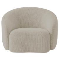 Kit Recamier Curvo Amsterdã 180cm E Poltrona Amore Luxo Linho Cor Bege - 6