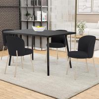 Kit 03 Cadeiras Para Sala De Jantar Cozinha Estofada Gavi Arena L02 Bouclê Preto - Lyam Decor - 2