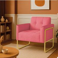 Poltrona Sala Industrial Alta Tubo Dourado Elisa Suede Rosê D03 - D'rossi - 1