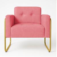 Poltrona Sala Industrial Alta Tubo Dourado Elisa Suede Rosê D03 - D'rossi - 2