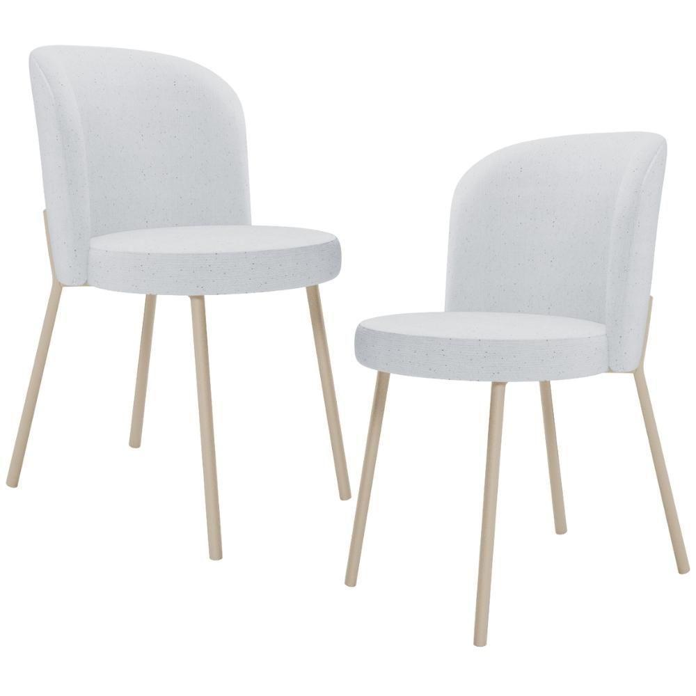 Kit 02 Cadeiras Para Sala De Jantar Cozinha Estofada Gavi Arena L02 Linho Cinza - Lyam Decor - 1