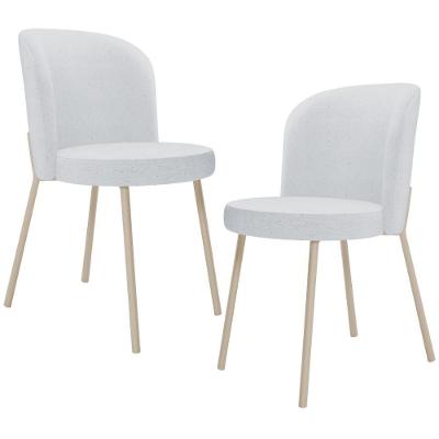 Kit 02 Cadeiras Para Sala De Jantar Cozinha Estofada Gavi Arena L02 Linho Cinza - Lyam Decor