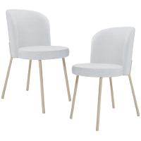 Kit 02 Cadeiras Para Sala De Jantar Cozinha Estofada Gavi Arena L02 Linho Cinza - Lyam Decor - 1