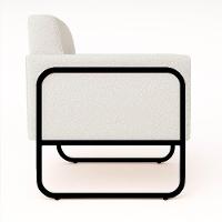 Poltrona Sala Industrial Alta Tubo Preto Kit 2 Elisa Bouclê Off White D03 - D'rossi - 7