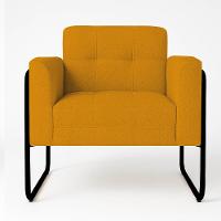 Poltrona Sala Industrial Alta Tubo Preto Kit 2 Elisa Bouclê Mostarda D03 - D'rossi - 5