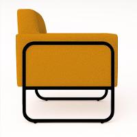 Poltrona Sala Industrial Alta Tubo Preto Kit 2 Elisa Bouclê Mostarda D03 - D'rossi - 7