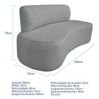 Kit Recamier Curvo Amsterdã 200cm E 2 Poltronas Amore Luxo Bouclé Cor Cinza - 9