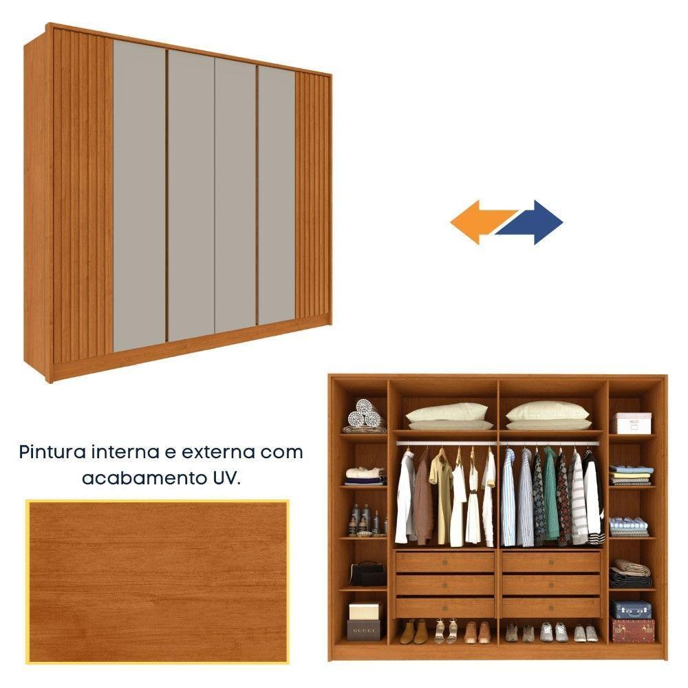 Roupeiro Barcelona Ripado 6 Portas Tcil Cinamomo-off - 7