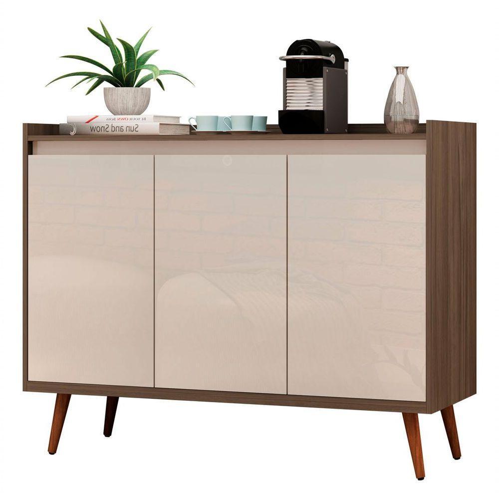 Buffet Aparador Retrô Delux 3 Portas Malbec Com Off White - Moveisaqui - 1