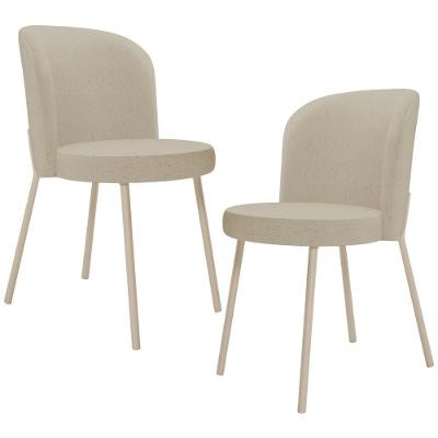 Kit 02 Cadeiras Para Sala De Jantar Cozinha Estofada Gavi Arena L02 Linho Bege Escuro - Lyam Decor