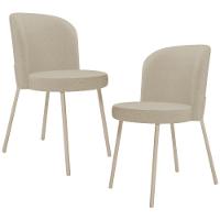 Kit 02 Cadeiras Para Sala De Jantar Cozinha Estofada Gavi Arena L02 Linho Bege Escuro - Lyam Decor - 1