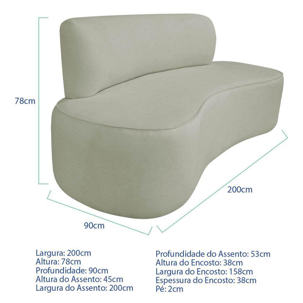 Kit Recamier Curvo Amsterdã 200cm E 2 Poltronas Amore Luxo Bouclé Cor Verde Oliva - 3