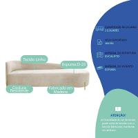 Divã Recamier Orgânico França 200cm Lado Dir Pés Metal Dourado Linho Cor Bege - 7