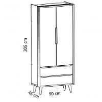 Guarda-roupa Retrô 2 Portas Théo New Branco Fosco Com Natural - Moveisaqui - 6