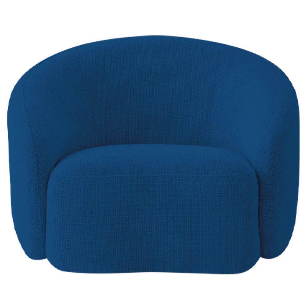 Kit Recamier Curvo Amsterdã 180cm E 2 Poltronas Amore Luxo Linho Cor Azul Royal - 8