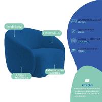 Kit Recamier Curvo Amsterdã 180cm E 2 Poltronas Amore Luxo Linho Cor Azul Royal