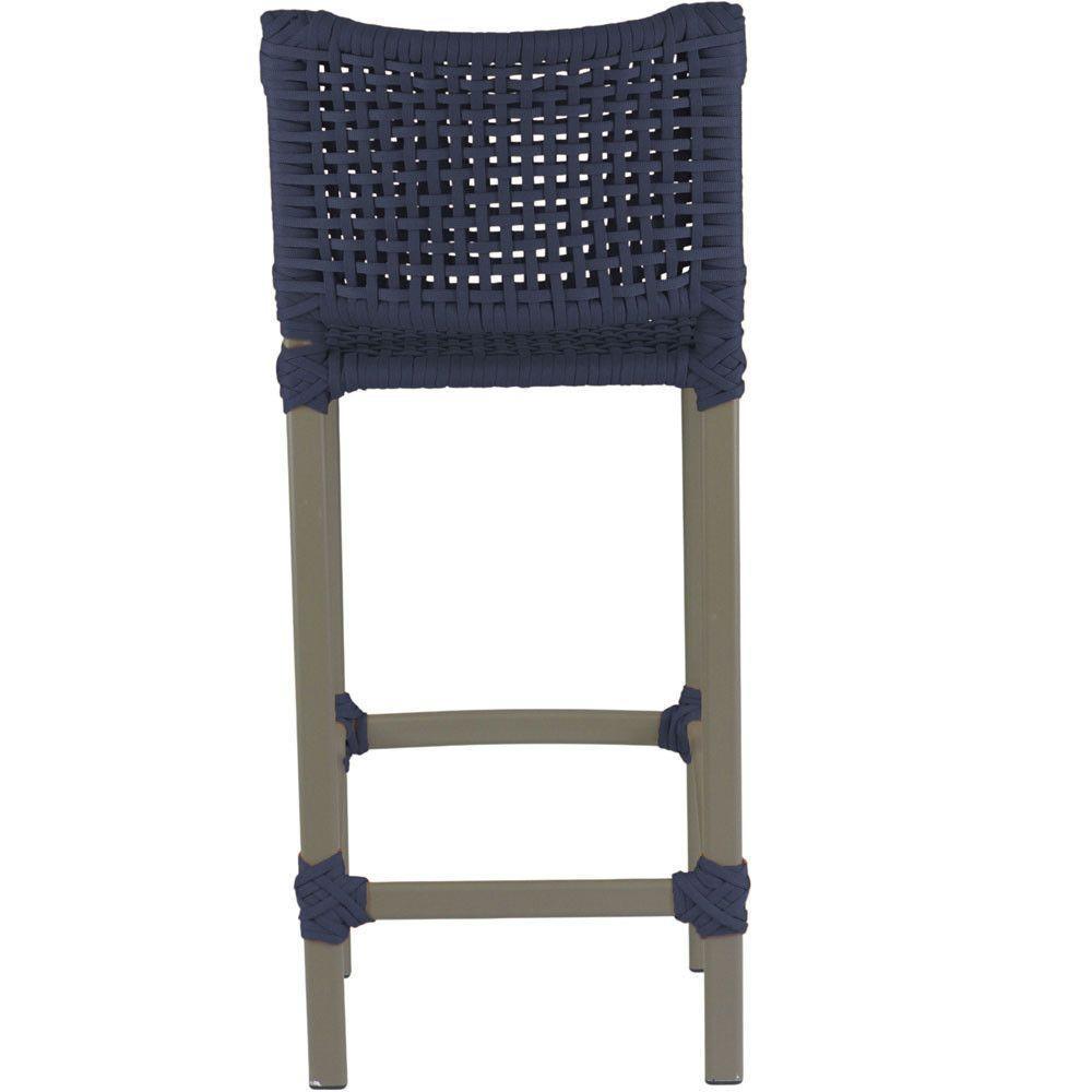 3 Banquetas Haiti Corda Náutica Alumínio Trama Original Azul Marinho - 3