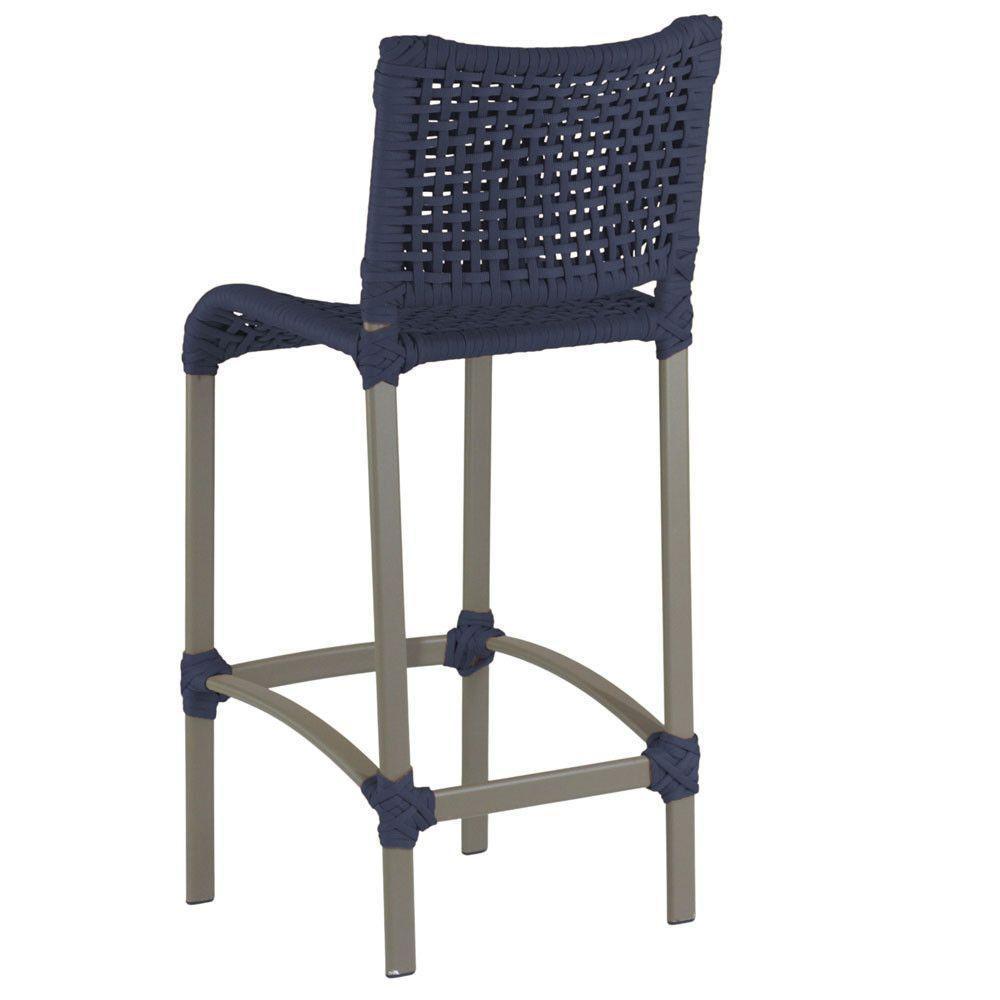 3 Banquetas Haiti Corda Náutica Alumínio Trama Original Azul Marinho - 4