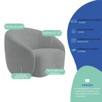Kit Recamier Curvo Amsterdã 200cm E 2 Poltronas Amore Luxo Bouclé Cor Cinza - 6