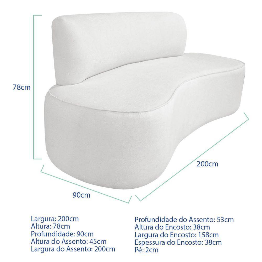 Kit Recamier Curvo Amsterdã 200cm E 2 Poltronas Amore Luxo Bouclé Cor Branco - 4