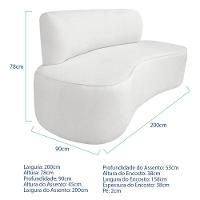 Kit Recamier Curvo Amsterdã 200cm E 2 Poltronas Amore Luxo Bouclé Cor Branco