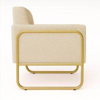 Poltrona Sala Industrial Alta Tubo Dourado Kit 2 Elisa Bouclê D03 - D'rossi Cor Bege - 7