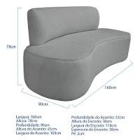 Kit Recamier Curvo Amsterdã 160cm E 2 Poltronas Amore Luxo Bouclé Cor Cinza - 5