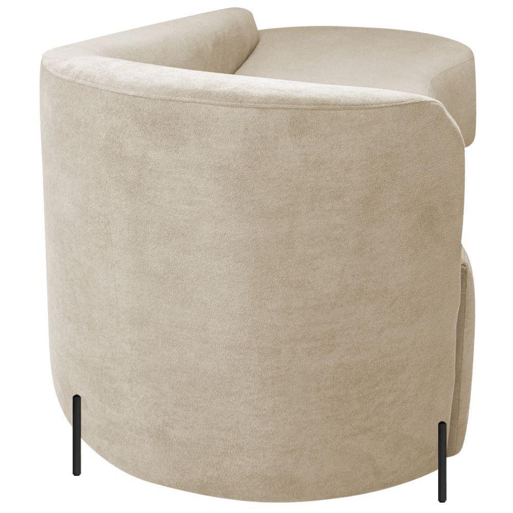 Divã Recamier Orgânico França 200cm Lado Dir Pés Metal Preto Linho Cor Bege - 5