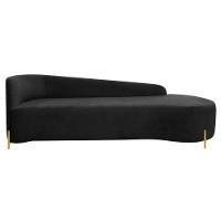 Divã Recamier Orgânico França 180cm Lado Dir Pés Metal Dourado Bouclé Cor Preto - 2
