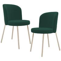 Kit 02 Cadeiras Para Sala De Jantar Cozinha Estofada Gavi Arena L02 Suede Verde Musgo - Lyam Decor - 1