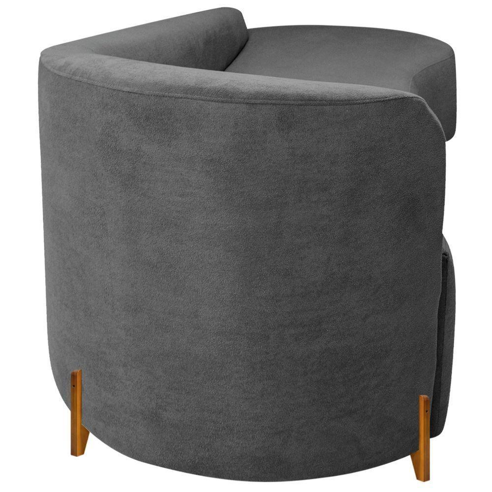 Divã Recamier Orgânico França 180cm Lado Dir Pés Madeira Bouclé Cor Cinza - 5