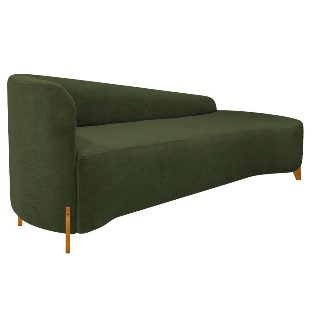 Divã Recamier Orgânico França 220cm Lado Dir Pés Madeira Linho Cor Verde - 4