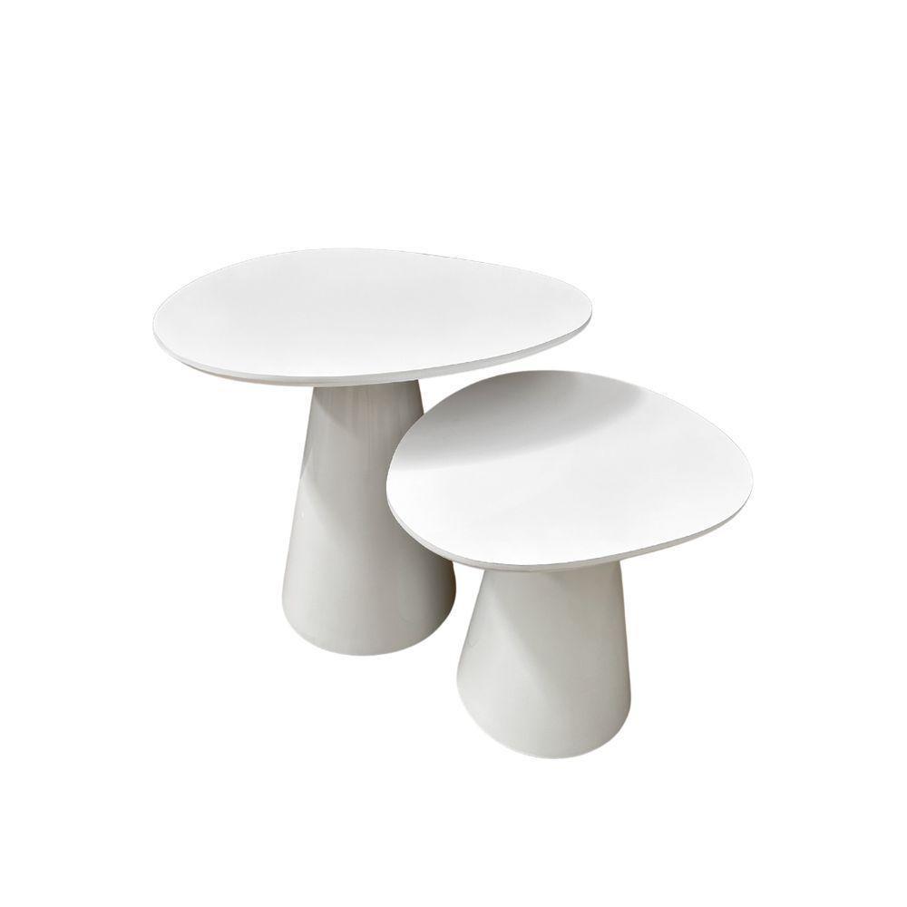 Conjunto De Mesas Laterais Cone Organica 51cm E 41cm Laca Branca - 1