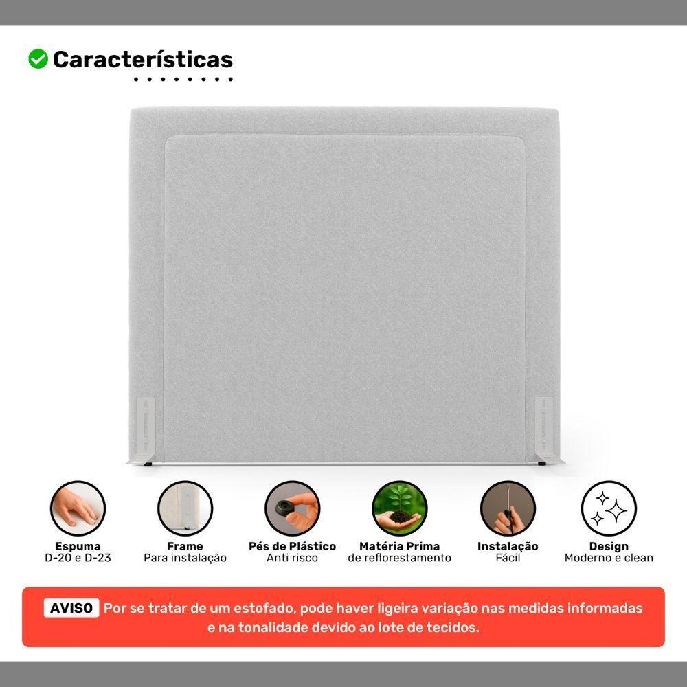 Cabeceira Cama Box Casal Padrão Alba 140cm Com Frame Bouclé Cinza Claro - Desk Design - 3