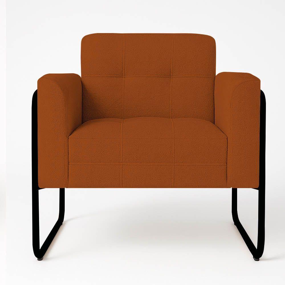 Poltrona Sala Industrial Alta Tubo Preto Kit 2 Elisa Bouclê D03 - D'rossi Cor Terra - 5