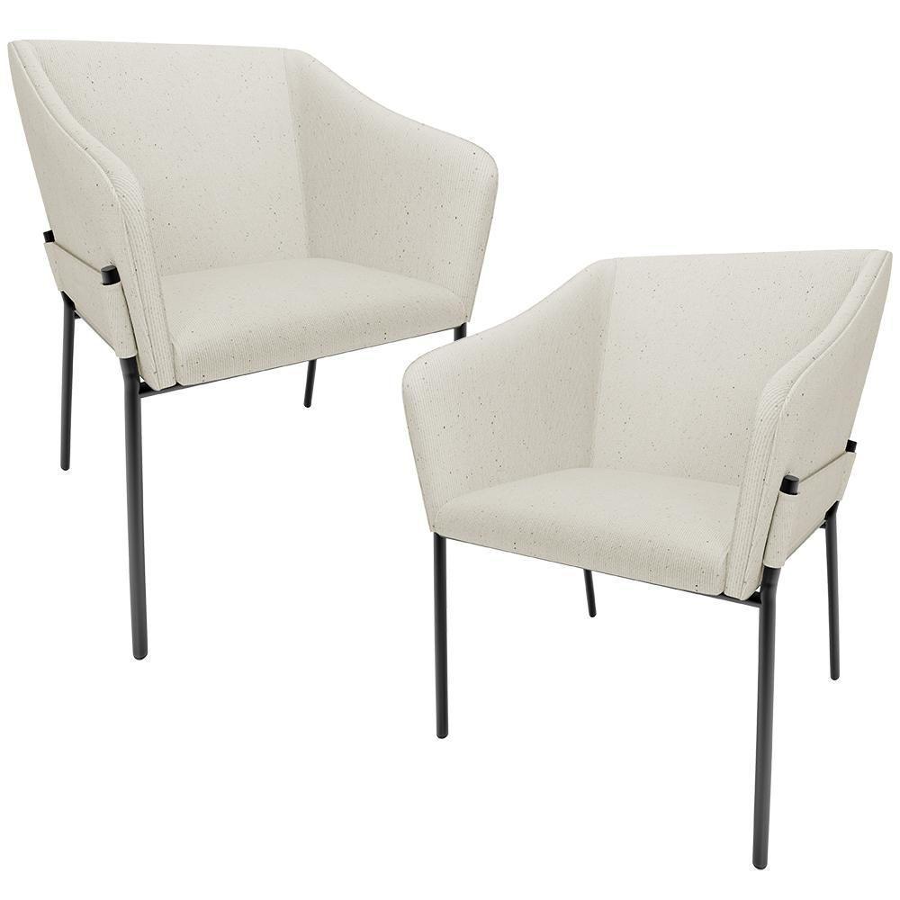 Kit 2 Cadeiras Para Sala De Jantar Estar Living Olívia L02 Linho Champagne - Lyam Decor - 1