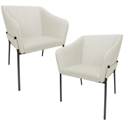 Kit 2 Cadeiras Para Sala De Jantar Estar Living Olívia L02 Linho Champagne - Lyam Decor