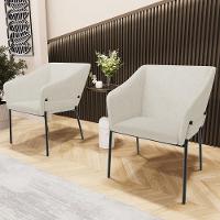 Kit 2 Cadeiras Para Sala De Jantar Estar Living Olívia L02 Linho Champagne - Lyam Decor - 2