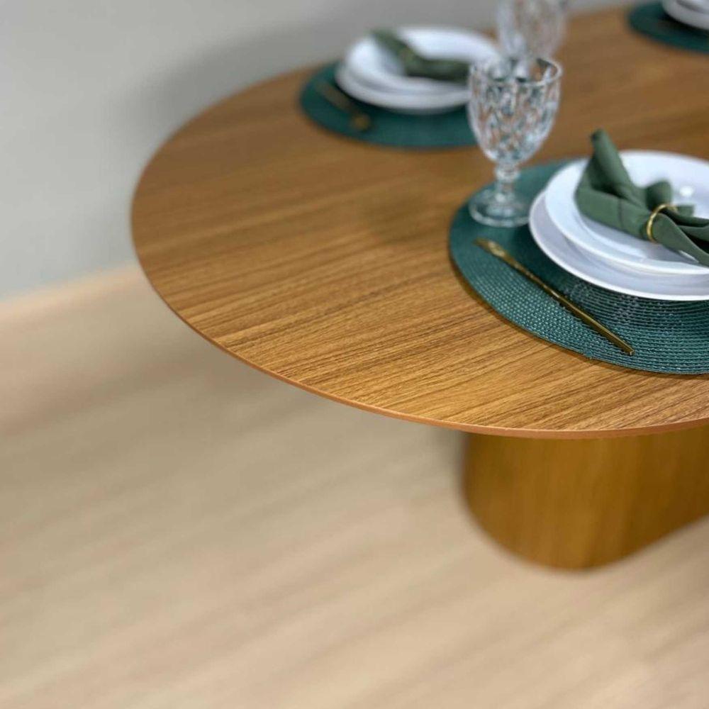 Mesa De Jantar Cone Retangular Arredondada 235x122cm Madeira Freijó - 5