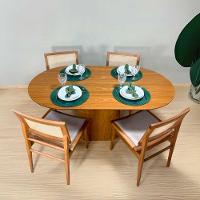 Mesa De Jantar Cone Retangular Arredondada 235x122cm Madeira Freijó