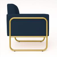 Poltrona Sala Industrial Alta Tubo Dourado Elisa Suede Azul Marinho D03 - D'rossi - 6