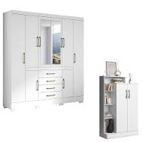 Guarda Roupa Casal Nápole 2045149 E Armário Multiuso Florença 2000199 Branco Brilho - Aramóveis - 1