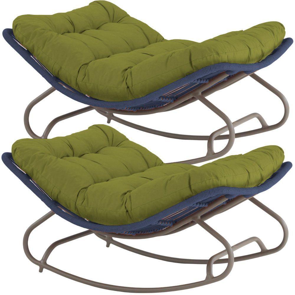 2 Poltronas Balanço Vienacorda Náutica Trama Original Azul Marinho - 1